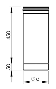 RVS Enkelwandig element L = 0,5 afmetingen
